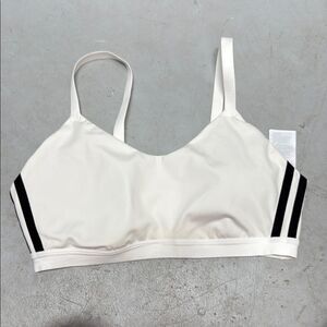 Adidas White and Black Sports Bra Like New Mesh Inside - Padding - Size Large